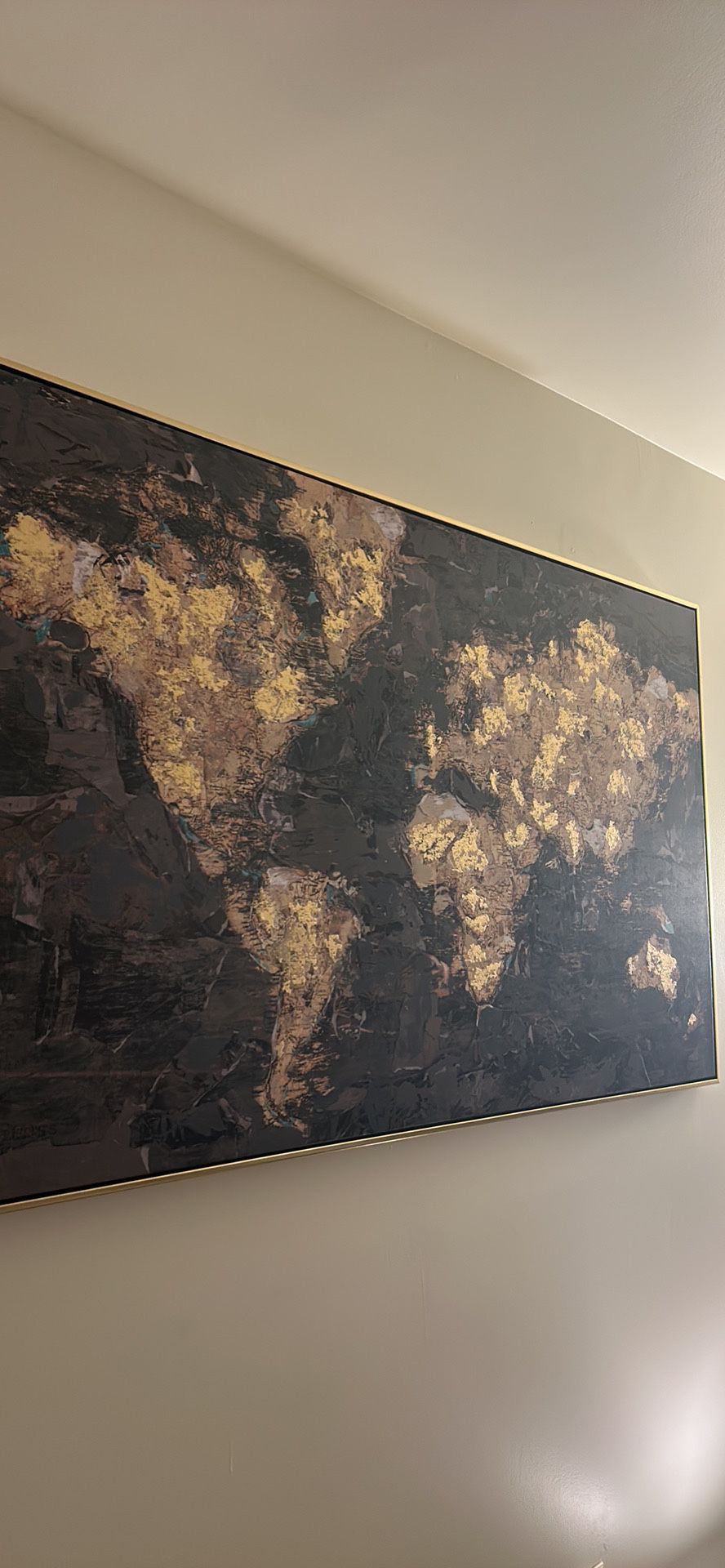 Wall Art / Decor - Map In Gold Frame With Gold Foiling