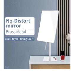 DOWRY 5X Tabletop Magnifying Makeup Mirror Adjustable Rectangular Vanity Mirror for Bedroom 304 Stainless Steel Gifts for Women Wife Mom Teengirls Pol