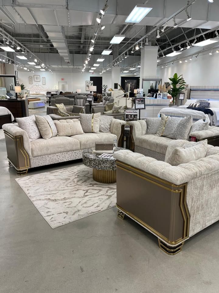 Modern Appearance Sofa features a solid birch frame with gold steel legs