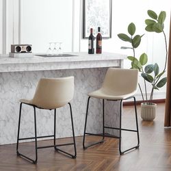 2X Antique white 24” faux leather barstools