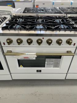 New FORNO 36 in Freestanding Gas Range with 6 Burners In Stainless Steel White Door / 2 Years Warranty