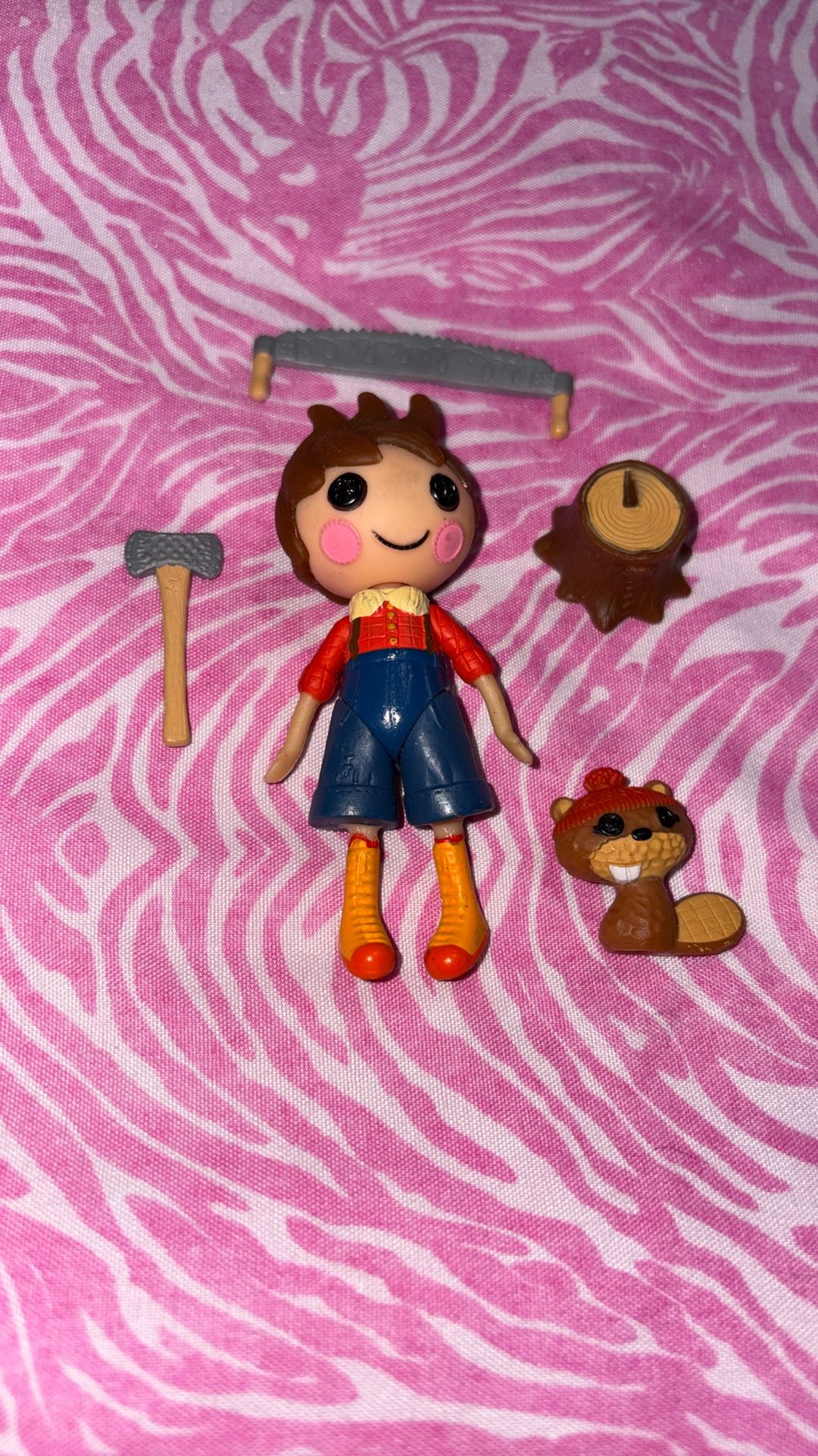 Lalaloopsy Mini Doll  Forest Evergreen   Super Rare. Lumberjack  & Pet