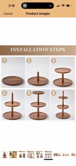 3-Tier Wooden Round Serving Stand