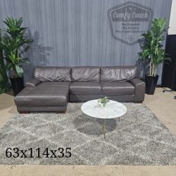 💎 Chateau d'Ax Italian Leather Sectional Sofa (Delivery Available!! )