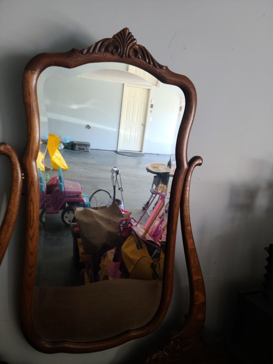 Antique Desk And Mirror