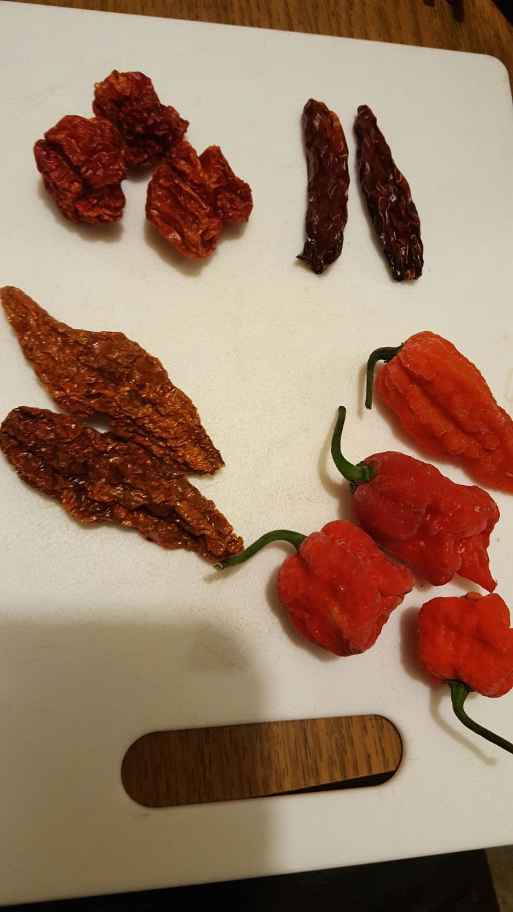 Dried peppers. Medium-hot to superhot varieties