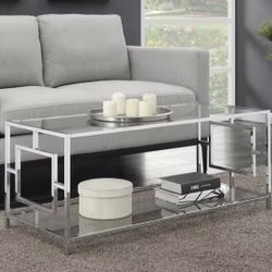 Town Square 42 in. L Clear Glass/Chrome Rectangle Glass Top Coffee Table