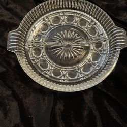 Clear Glass Divided Serving Dish  7 1/2” Across