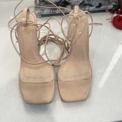 Miss Lola Clear Lace Up Heels Size 8.5 