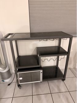 Bar cart and wine cooler