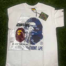White And Blue Camo Bathing Ape Shirt Size Medium 
