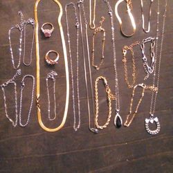 20pc. Jewelry Lot Gold And Silver Plated A Couple Sterling Silver 
