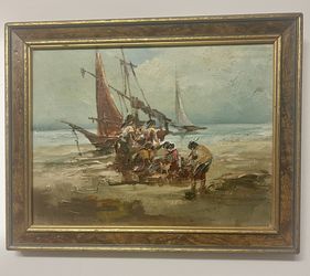 Old Oil Painting On Canvas 