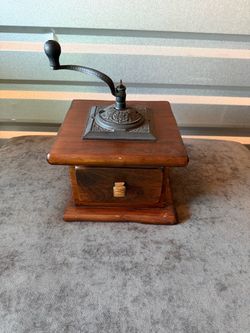 Antique Wooden Hand Crank Coffee Grinder