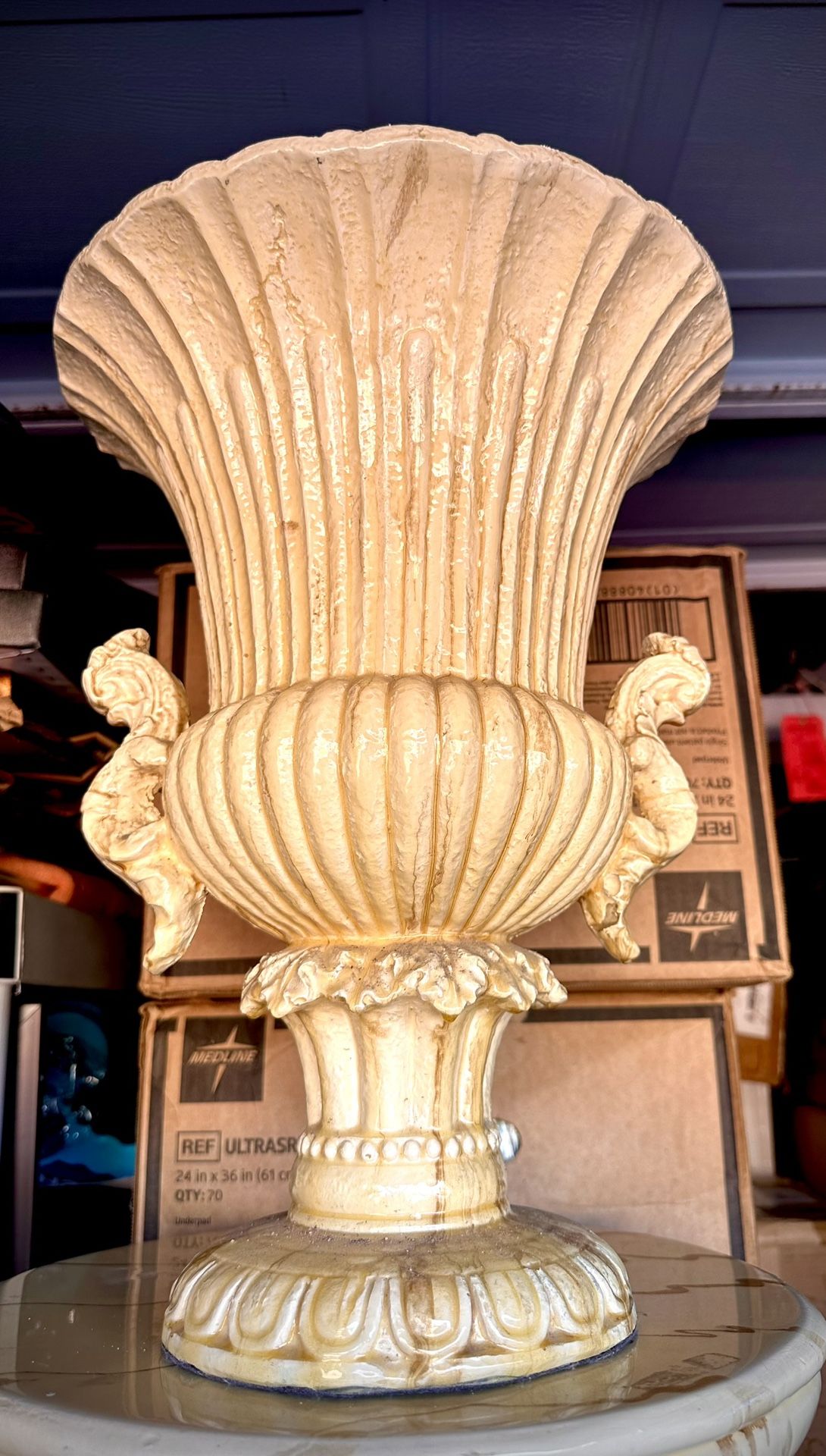 Beautiful large decorative Vase resin reinforced ceramic H16xW12