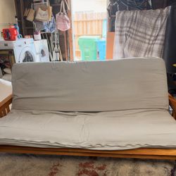 Solid Wood Futon Plus Mattress And Removable Cover