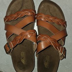 Birkenstock Look Orange Leather Shoe 10