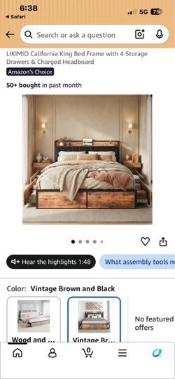 LIKIMIO California King Bed Frame with Storage Drawers