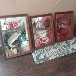 Rare Minnesota High Life Set Of Three Mirrored Framed Beer Signs