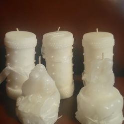 5 Wedding candles , white