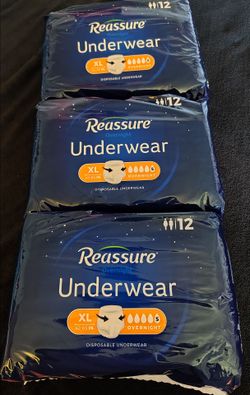 Reassure Overnight Underwear, Extra Large, 12 Count, 3 Sealed Packs