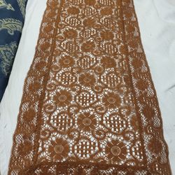 Brown Lace* Floral * Table Runner 14"x43" * Handmade