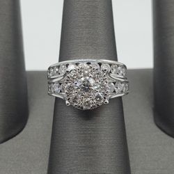 14kt White Gold Ladies Diamond Ring 2 Pc