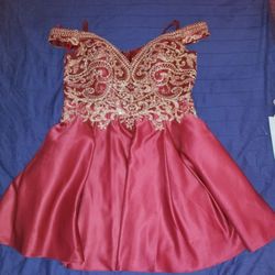 Red and gold elegant dress