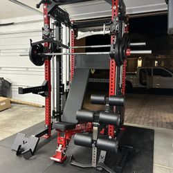 PRO SERIES Ultimate 3-1 Half Rack Functional Trainer w/Smith Machine Bar Bundle | 400lb Stack | Gym Equipment | Fitness | Commercial | Squat Rack