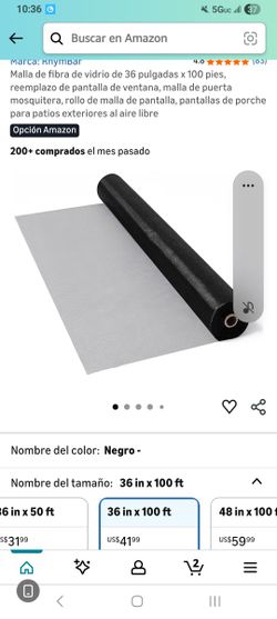 Roll of mosquito netting (Rollo de malla mosquitera) 36 in x 100 ft