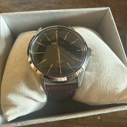 Seiko solar essentials brown leather strap watch 40mm