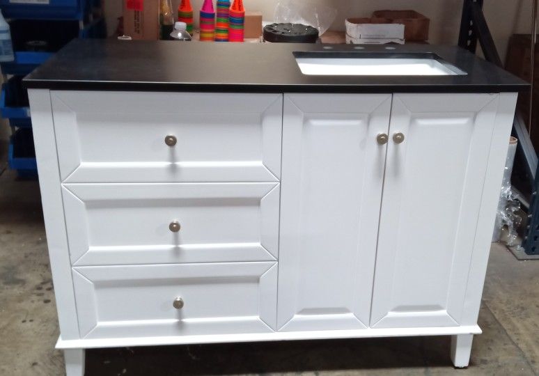 48" Solid Wood Off-Centered (Right) Bath Vanity ou#491