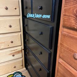 Assembled Tall Boy Double Knob Six Drawer Dresser Chest 