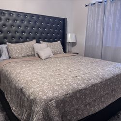 King size mattress, bed frame, and electronic adjustable platform base with remote