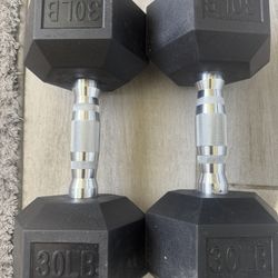 Pair Of 30 Lb Dumbbells 