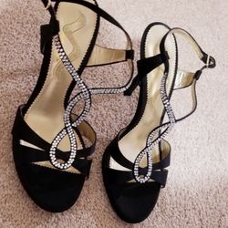 Nina Women's Prasha Dress Pumps Heels Summer Party Sparkly Shoes ~ Black Sz 8.5