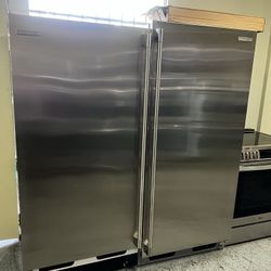 64”Wide Electrolux Refrigerator /freezer Set In Stainless Steel 