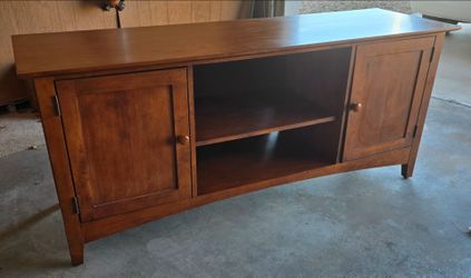 Wood TV Stand with Cabinet Storage
