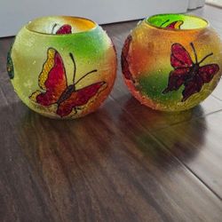 Candle Holder Bowls Butterflys 