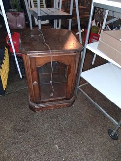 Small Wooden Cabinet with Glass Door
