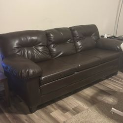 Brown Leather Couch & Loveseat — Great: S Condition