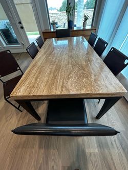 Italian marble table and 8 chairs