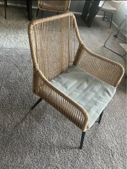Beige wicker dining, Indoor, outdoor, accent chairs set of 4