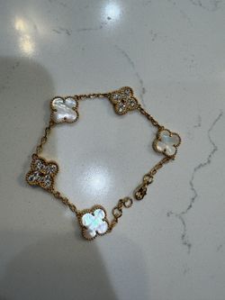 Van Cleef & Arpels Pearl And Diamond Bracelet Vintage Alhambra 