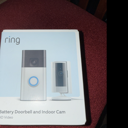 New Sealed Ring Battery Doorbell + Ring Indoor Cam Bundle