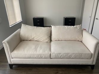 Cream Nailhead Trim Sofa
