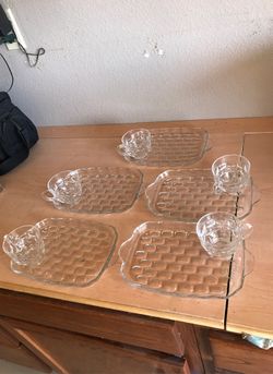 Antique glass tray and tea cup