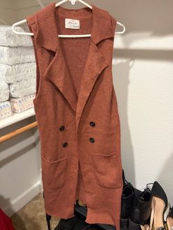 Long Knit Sweater Vest with Buttons