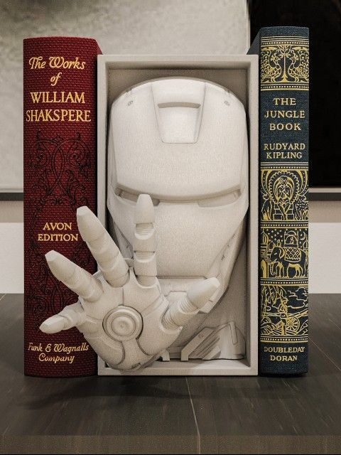 Iron Man Book Nook Bookend Fantasy Horror Decor Literature Halloween
