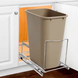 Pull Out Trash Can Under Cabinet Slide Out Organizer Slide Out Adjustable Shelf for Trash Cans - Chrome
